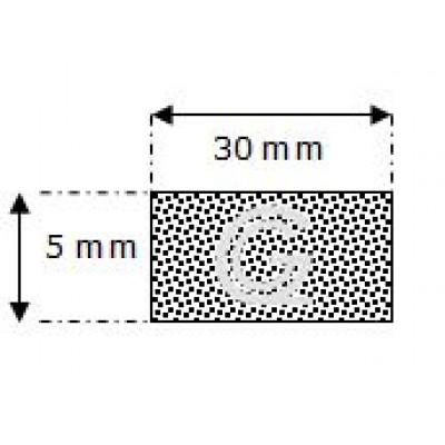 Rechthoekig mosrubber snoer | 5 x 30 mm | per meter